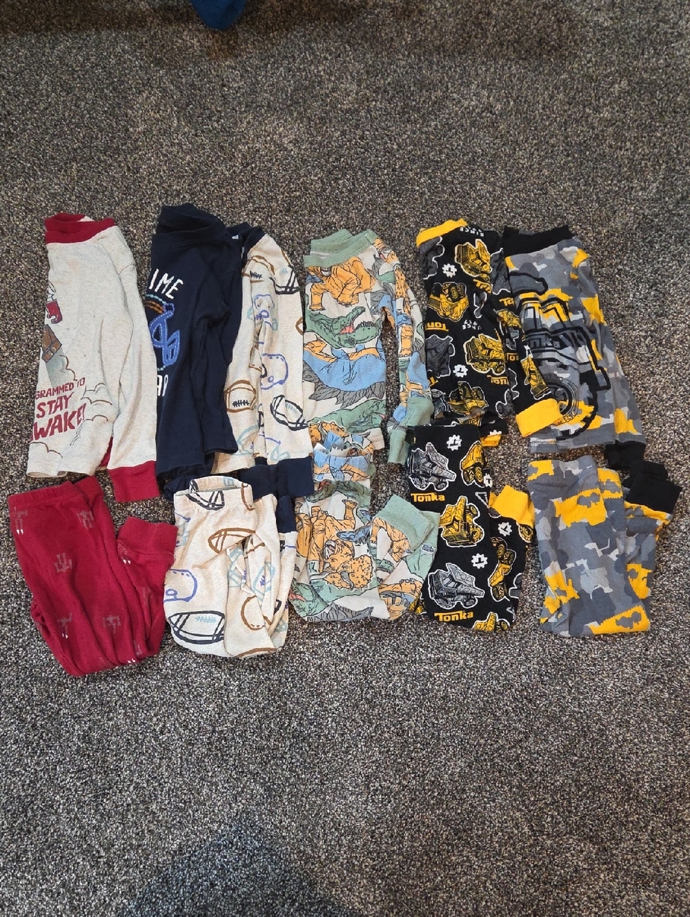 Toddler Boys Mixed Pajama Set - Trucks, Dinosaurs & Sports Prints - Multi Color